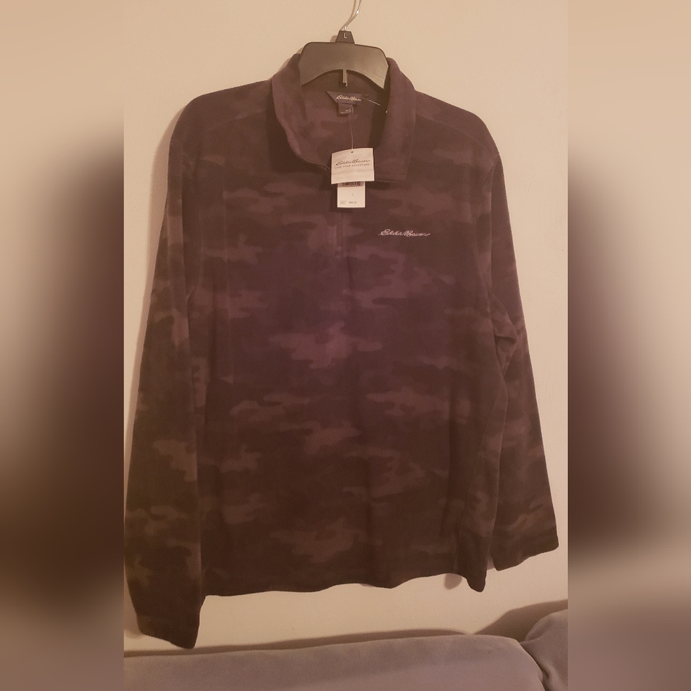 Eddie Bauer 1/4 Zip Fleece Pullover Mens Size Large Camouflage